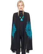 Oscar de la Renta Long Hooded Embroidered Cape with Toggle - Lyst