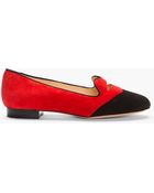 Charlotte Olympia Red Suede Bisoux Slippers - Lyst