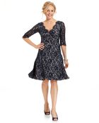 Eliza J Three-quarter-sleeve Illusion Lace A-line - Lyst