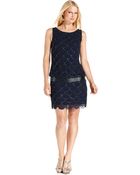 Adrianna Papell Sleeveless Beaded Scalloped Blouson - Lyst