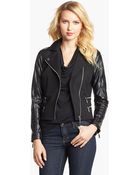 MICHAEL Michael Kors Knit Faux Leather Moto Jacket - Lyst