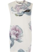 Acne Studios White Zone Floral Print Cotton Top - Lyst