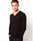 Asos V Neck Sweater In Cotton - Lyst