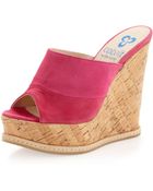 Dee Keller Sterling Suede Cork Wedge Sandal Fuschia - Lyst
