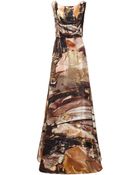 Giles Gold Leaf Print Silk Gown - Lyst