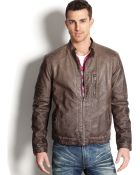 Kenneth Cole Faux Leather Moto Jacket - Lyst