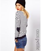 Asos Asos Petite Heart Elbow Patch Sweater in Stripe - Lyst
