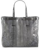 Bottega Veneta Python Top Handle Bag - Lyst