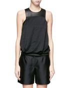 Helmut Lang Leather Panel Tank Top - Lyst