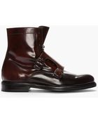 Carven Mahogany Two_tone Monk Strap Boots - Lyst