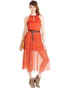 Maison Jules Sleeveless Pleated Printed Midi Dress - Lyst