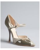Bottega Veneta Moss And Light Grey Colorblock Patent Ankle Strap Pumps - Lyst