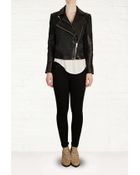 Helmut Lang Black Leather Jacquard Jacket - Lyst
