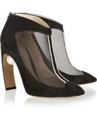 Nicholas Kirkwood Embellished Suede and Mesh Ankle Boots - Lyst