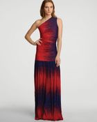 Halston Heritage Ruched Bodice Printed Gown One Shoulder - Lyst