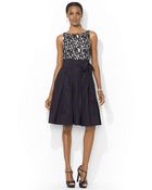 Lauren by Ralph Lauren Belted Lace Dress - Lyst