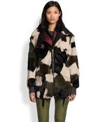 3.1 Phillip Lim Patchwork Rabbit Fur Leather Parka - Lyst