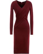 Donna Karan New York Jersey Vneck Dress with Draped Bodice - Lyst