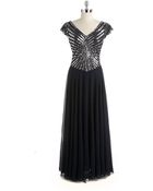 J Kara Flutter Sleeved Beaded Chiffon Gown - Lyst