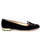 Charlotte Olympia Kitty Velvet Flats - Lyst