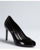 Saint Laurent Black Patent Leather Classic Peep Toe Pump - Lyst