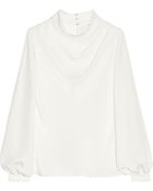 Oscar de la Renta Draped Silk-Crepe Blouse - Lyst