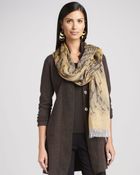 Eileen Fisher Mottled Linenwool Printed Scarf - Lyst
