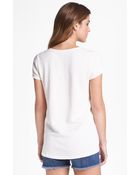 Pleione Faux Leather Detail Heavyweight Tee - Lyst