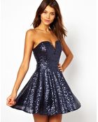 TFNC Tfnc Sequin Prom Dress with Plunge Neck - Lyst