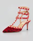Valentino Rockstud Leopardprint Slingback Pump - Lyst