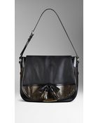 Burberry Heritage Grain Leather Snake Skin Hobo Bag - Lyst