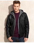 Calvin Klein Hooded Faux Leather Jacket - Lyst