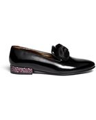 Lanvin Glitterheel Leather Bow Slipons - Lyst