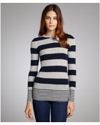 Autumn Cashmere Sweatshirt And Peacoat Striped Cashmere Crewneck Sweater - Lyst