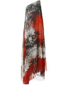 Roberto Cavalli Printed One Shoulder Gown in Silk Chiffon - Lyst