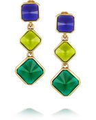 Oscar de la Renta Gold Plated Resin Clip Earrings - Lyst