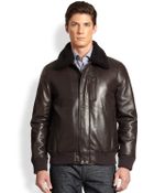 Andrew Marc Shearling Leather Bomber Jacket - Lyst