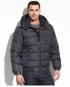 Perry Ellis Hooded Puffer Performance Bomber - Lyst