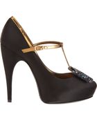 Lanvin Satin T-Strap Bow Pump - Lyst