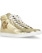 Philipp Plein Golden High Top Quilted Leather Star Sneaker - Lyst