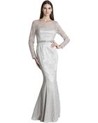 Js Collections Silver Long Sleeve Lace Dress - Lyst