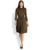 Burberry Silk Button-front Belted Dress - Lyst