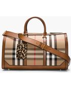 Burberry Prorsum Tan Leather_trimmed House Check Duffle Bag - Lyst