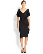 Donna Karan New York Cap Sleeve Flutter Dress - Lyst
