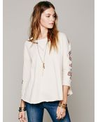 Free People Stitched Detail Long Sleeve Tee - Lyst