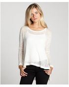 LNA Ivory Open Knit Reyes Scoop Neck Long Sleeve Top - Lyst