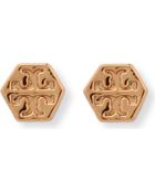 Tory Burch Hexagon Logo Stud Earrings - Lyst
