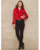 Ralph Lauren Blue Label Ruffled Silk-georgette Blouse - Lyst