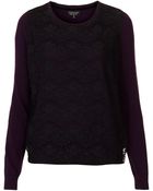 Topshop Knitted Lace Front Jumper - Lyst