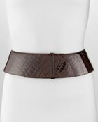 Oscar de la Renta Curved Wide Alligator Belt Chocolate - Lyst